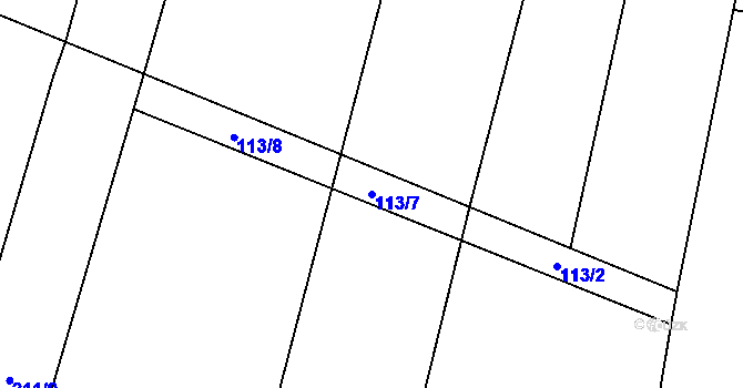 Parcela st. 113/7 v KÚ Popůvky u Kojetína, Katastrální mapa