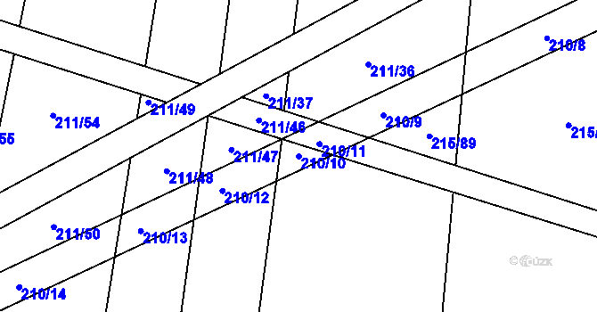 Parcela st. 210/10 v KÚ Popůvky u Kojetína, Katastrální mapa