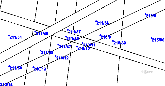 Parcela st. 210/11 v KÚ Popůvky u Kojetína, Katastrální mapa