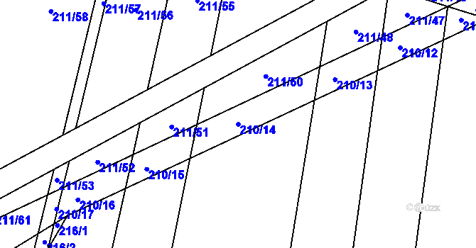 Parcela st. 210/14 v KÚ Popůvky u Kojetína, Katastrální mapa