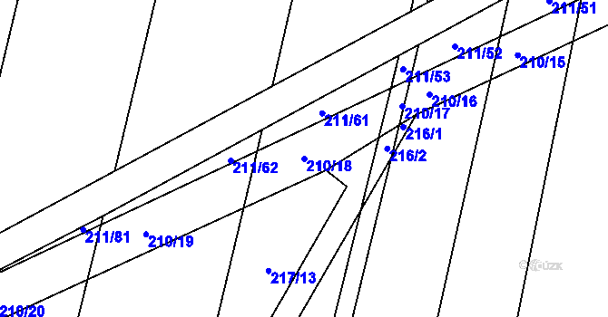 Parcela st. 210/18 v KÚ Popůvky u Kojetína, Katastrální mapa