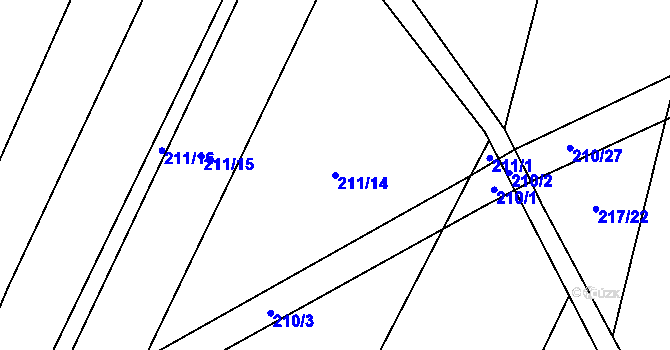 Parcela st. 211/14 v KÚ Popůvky u Kojetína, Katastrální mapa