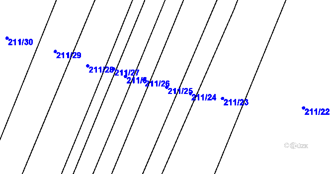 Parcela st. 211/25 v KÚ Popůvky u Kojetína, Katastrální mapa