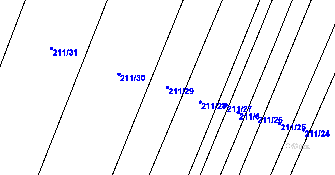 Parcela st. 211/29 v KÚ Popůvky u Kojetína, Katastrální mapa