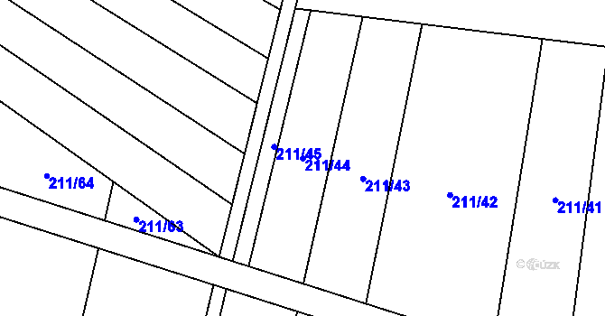 Parcela st. 211/44 v KÚ Popůvky u Kojetína, Katastrální mapa