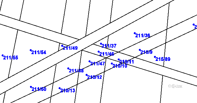 Parcela st. 211/46 v KÚ Popůvky u Kojetína, Katastrální mapa
