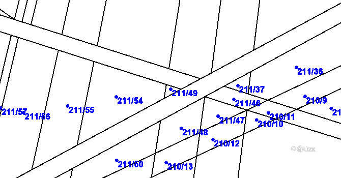 Parcela st. 211/49 v KÚ Popůvky u Kojetína, Katastrální mapa