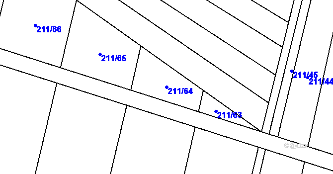Parcela st. 211/64 v KÚ Popůvky u Kojetína, Katastrální mapa