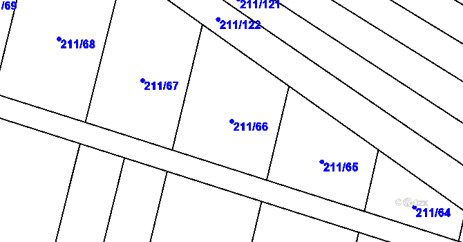Parcela st. 211/66 v KÚ Popůvky u Kojetína, Katastrální mapa