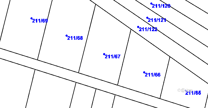 Parcela st. 211/67 v KÚ Popůvky u Kojetína, Katastrální mapa