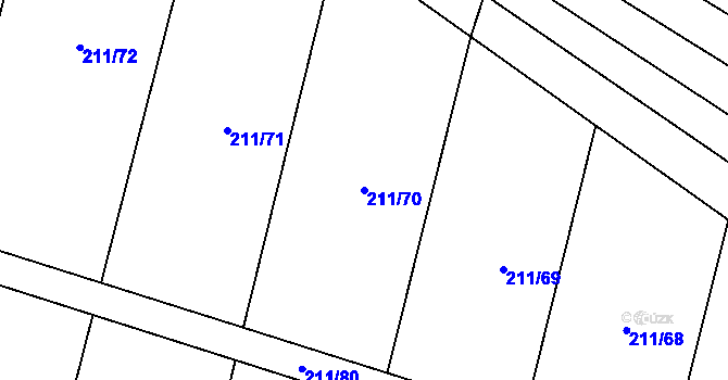 Parcela st. 211/70 v KÚ Popůvky u Kojetína, Katastrální mapa