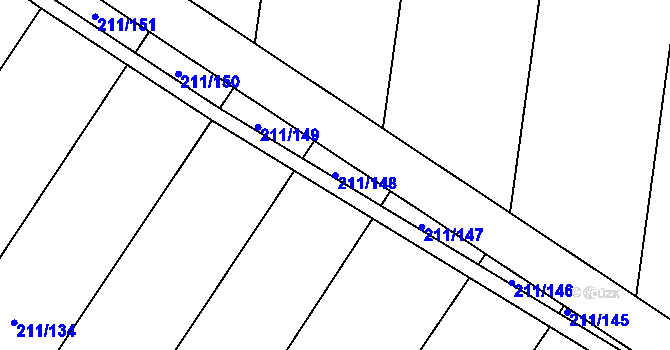 Parcela st. 211/148 v KÚ Popůvky u Kojetína, Katastrální mapa