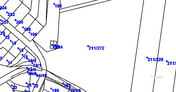 Parcela st. 211/272 v KÚ Popůvky u Kojetína, Katastrální mapa