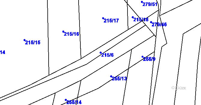Parcela st. 215/6 v KÚ Popůvky u Kojetína, Katastrální mapa