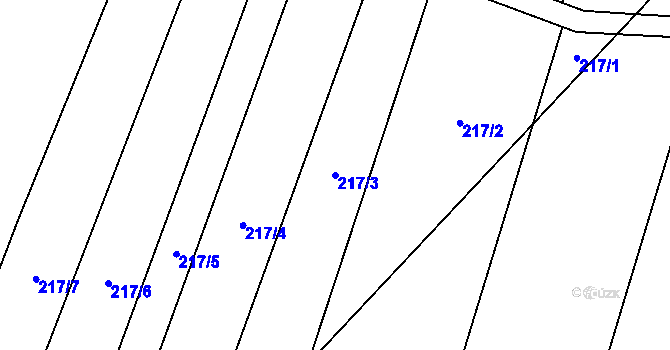 Parcela st. 217/3 v KÚ Popůvky u Kojetína, Katastrální mapa