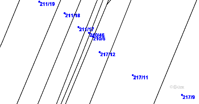 Parcela st. 217/12 v KÚ Popůvky u Kojetína, Katastrální mapa