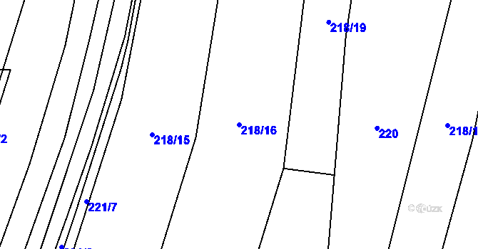Parcela st. 218/16 v KÚ Popůvky u Kojetína, Katastrální mapa