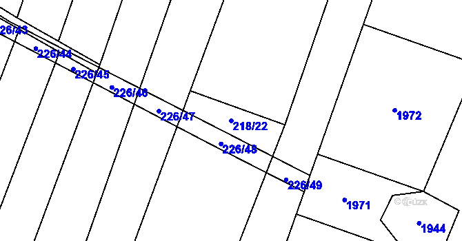 Parcela st. 218/22 v KÚ Popůvky u Kojetína, Katastrální mapa