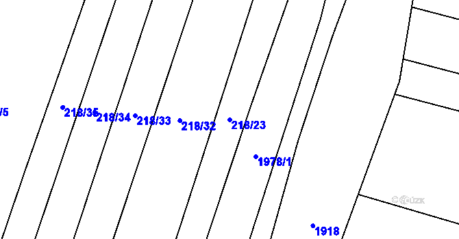 Parcela st. 218/23 v KÚ Popůvky u Kojetína, Katastrální mapa