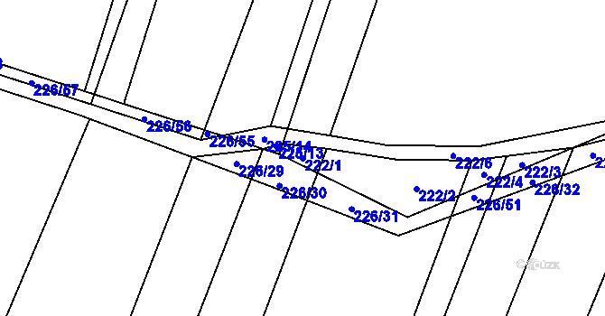 Parcela st. 222/1 v KÚ Popůvky u Kojetína, Katastrální mapa