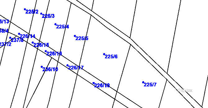 Parcela st. 225/6 v KÚ Popůvky u Kojetína, Katastrální mapa