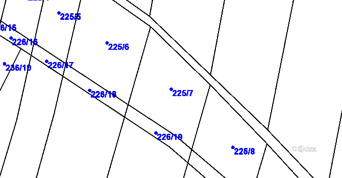 Parcela st. 225/7 v KÚ Popůvky u Kojetína, Katastrální mapa