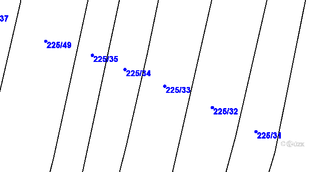 Parcela st. 225/33 v KÚ Popůvky u Kojetína, Katastrální mapa