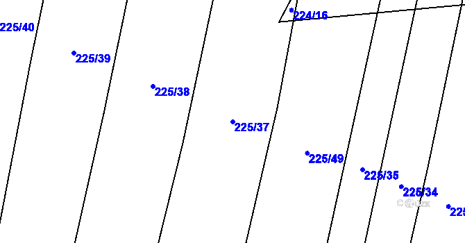 Parcela st. 225/37 v KÚ Popůvky u Kojetína, Katastrální mapa