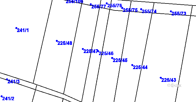 Parcela st. 225/46 v KÚ Popůvky u Kojetína, Katastrální mapa