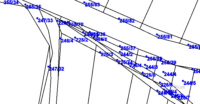 Parcela st. 226/3 v KÚ Popůvky u Kojetína, Katastrální mapa