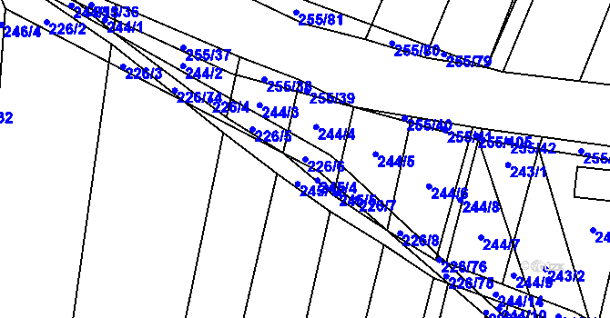Parcela st. 226/6 v KÚ Popůvky u Kojetína, Katastrální mapa