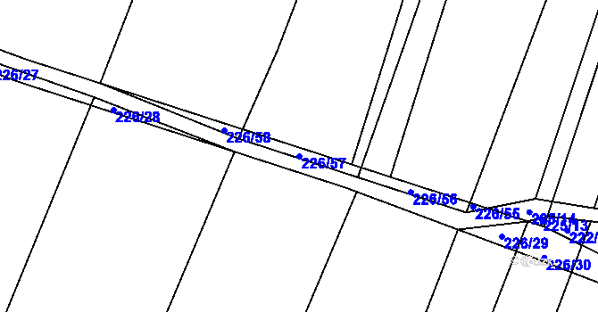 Parcela st. 226/57 v KÚ Popůvky u Kojetína, Katastrální mapa