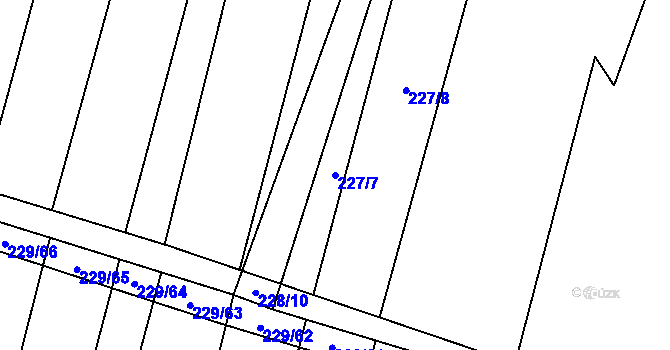 Parcela st. 227/7 v KÚ Popůvky u Kojetína, Katastrální mapa