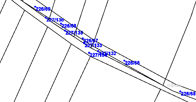 Parcela st. 227/132 v KÚ Popůvky u Kojetína, Katastrální mapa