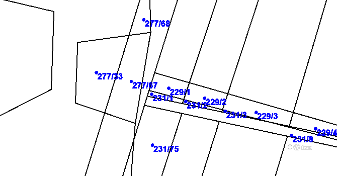 Parcela st. 229/1 v KÚ Popůvky u Kojetína, Katastrální mapa