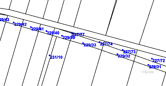 Parcela st. 229/33 v KÚ Popůvky u Kojetína, Katastrální mapa