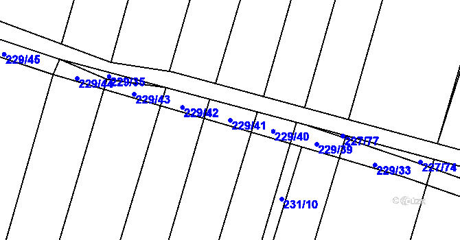 Parcela st. 229/41 v KÚ Popůvky u Kojetína, Katastrální mapa