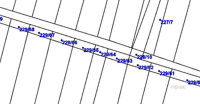 Parcela st. 229/64 v KÚ Popůvky u Kojetína, Katastrální mapa