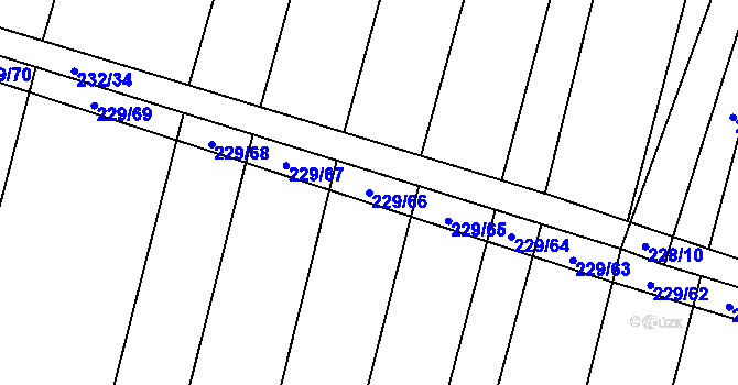 Parcela st. 229/66 v KÚ Popůvky u Kojetína, Katastrální mapa