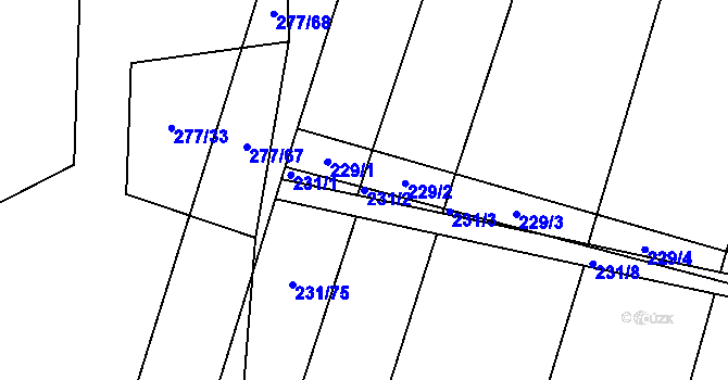 Parcela st. 231/2 v KÚ Popůvky u Kojetína, Katastrální mapa
