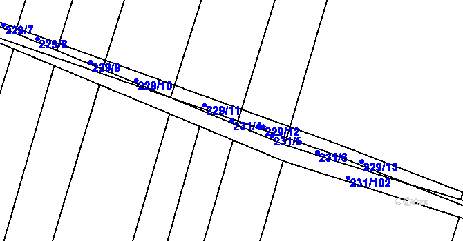 Parcela st. 231/4 v KÚ Popůvky u Kojetína, Katastrální mapa
