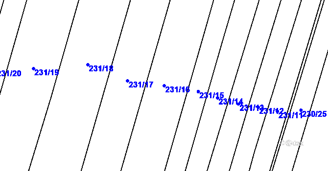 Parcela st. 231/16 v KÚ Popůvky u Kojetína, Katastrální mapa