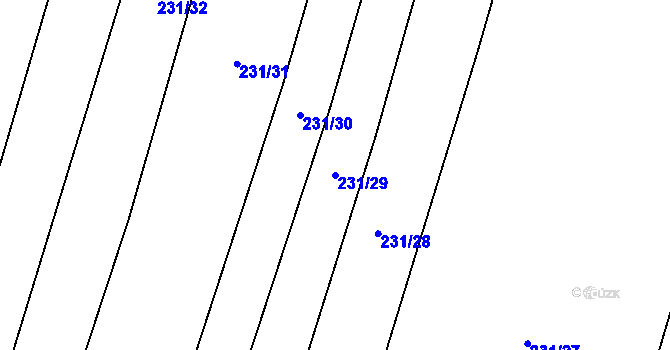 Parcela st. 231/29 v KÚ Popůvky u Kojetína, Katastrální mapa