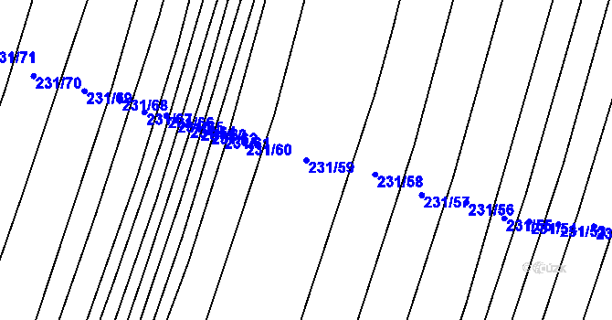 Parcela st. 231/59 v KÚ Popůvky u Kojetína, Katastrální mapa