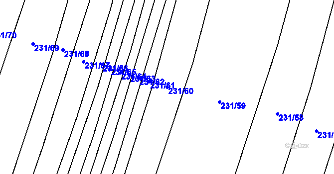 Parcela st. 231/60 v KÚ Popůvky u Kojetína, Katastrální mapa