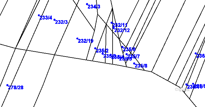 Parcela st. 235/3 v KÚ Popůvky u Kojetína, Katastrální mapa