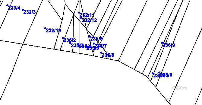 Parcela st. 235/8 v KÚ Popůvky u Kojetína, Katastrální mapa