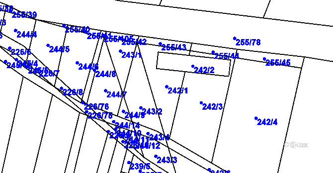 Parcela st. 242/1 v KÚ Popůvky u Kojetína, Katastrální mapa