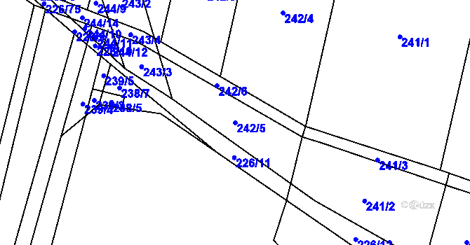 Parcela st. 242/5 v KÚ Popůvky u Kojetína, Katastrální mapa