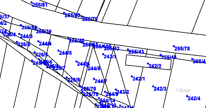 Parcela st. 243/1 v KÚ Popůvky u Kojetína, Katastrální mapa